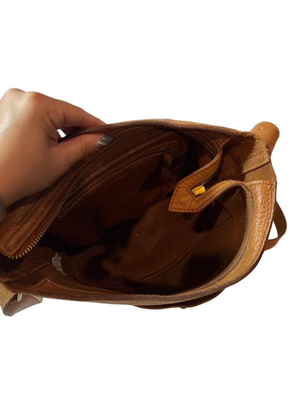 Madewell Tan Brown Leather Crossbody Bag Zip Top Messenger Shoulder Purse - Picture 6 of 10